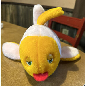 Sugarloaf Creations Fish Plush Crazy Eyed Face Yellow White 10" Long Stuffed Toy